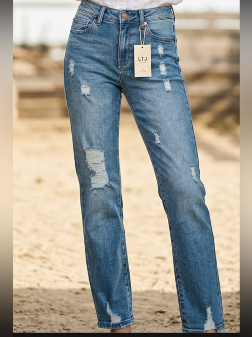 L.T.J. | Letters to Juliet High Waist Ripped Ankle Jeans distressed size 24 NWT